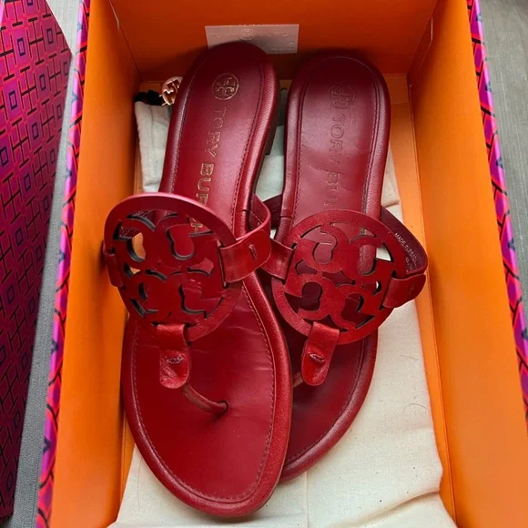 Tory Burch Red Miller Sandals - Picture 1 of 6